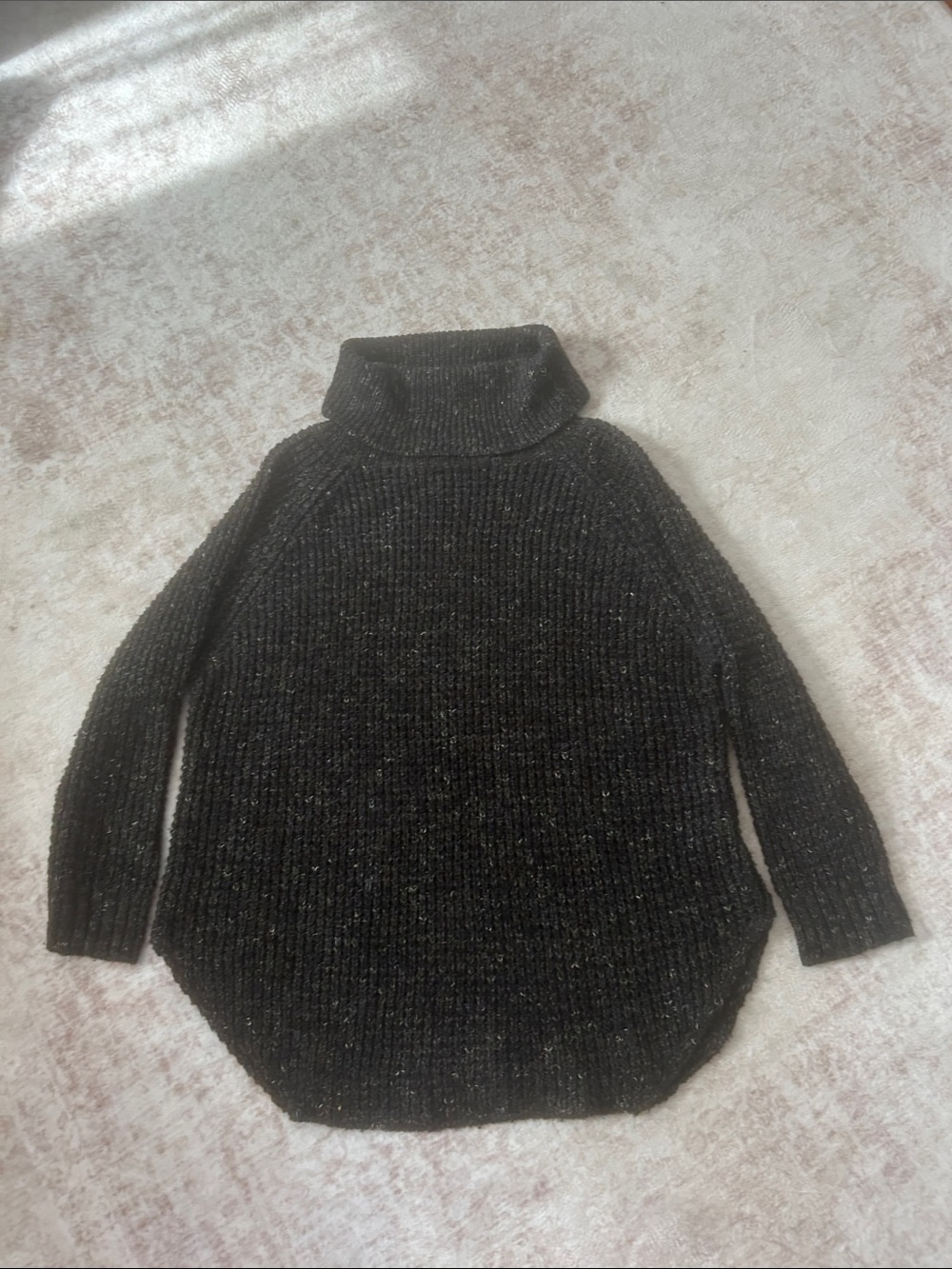 Free People Black Speckle Turtleneck Sweater Size Large
